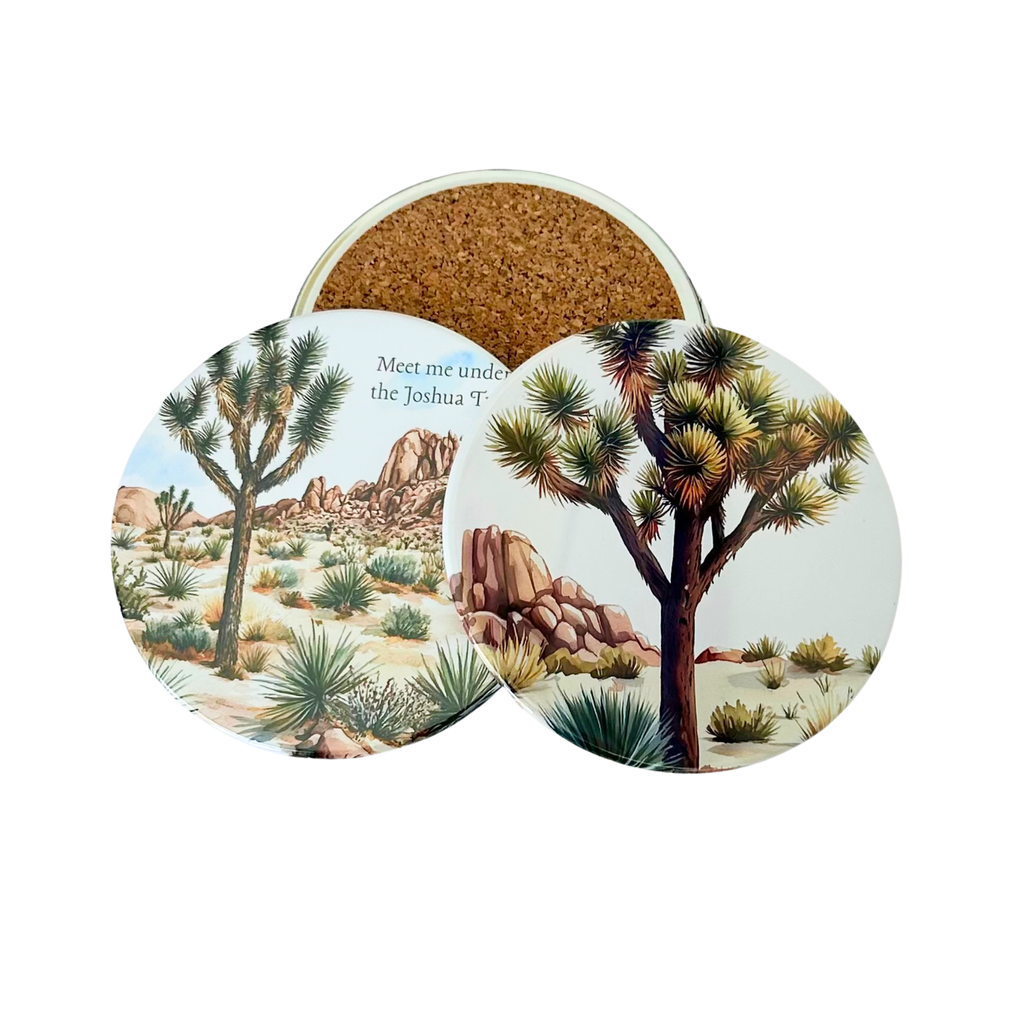 Collection of 3 Joshua Tree clipart coasters.