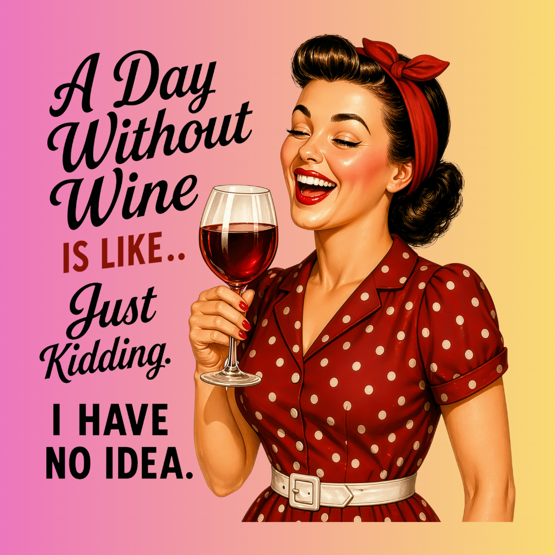 Sassy Housewives fridge magnet – A Day Without Wine Is Like... Just Kidding. I Have No Idea.