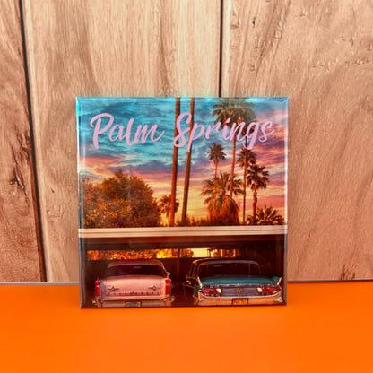 Palm Springs Retro Convertible Magnet – California Desert Souvenir