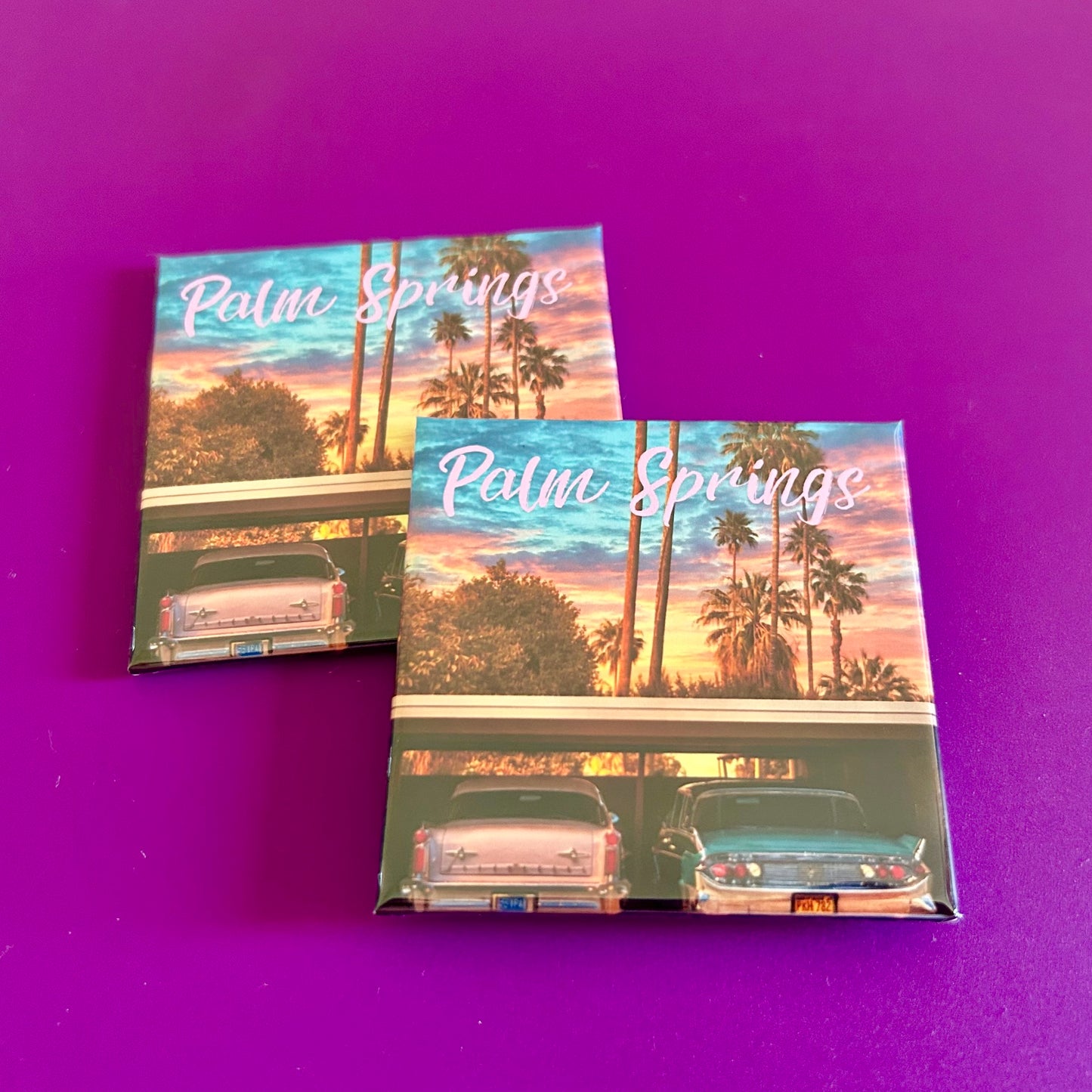 Palm Springs Retro Convertible Magnet – California Desert Souvenir
