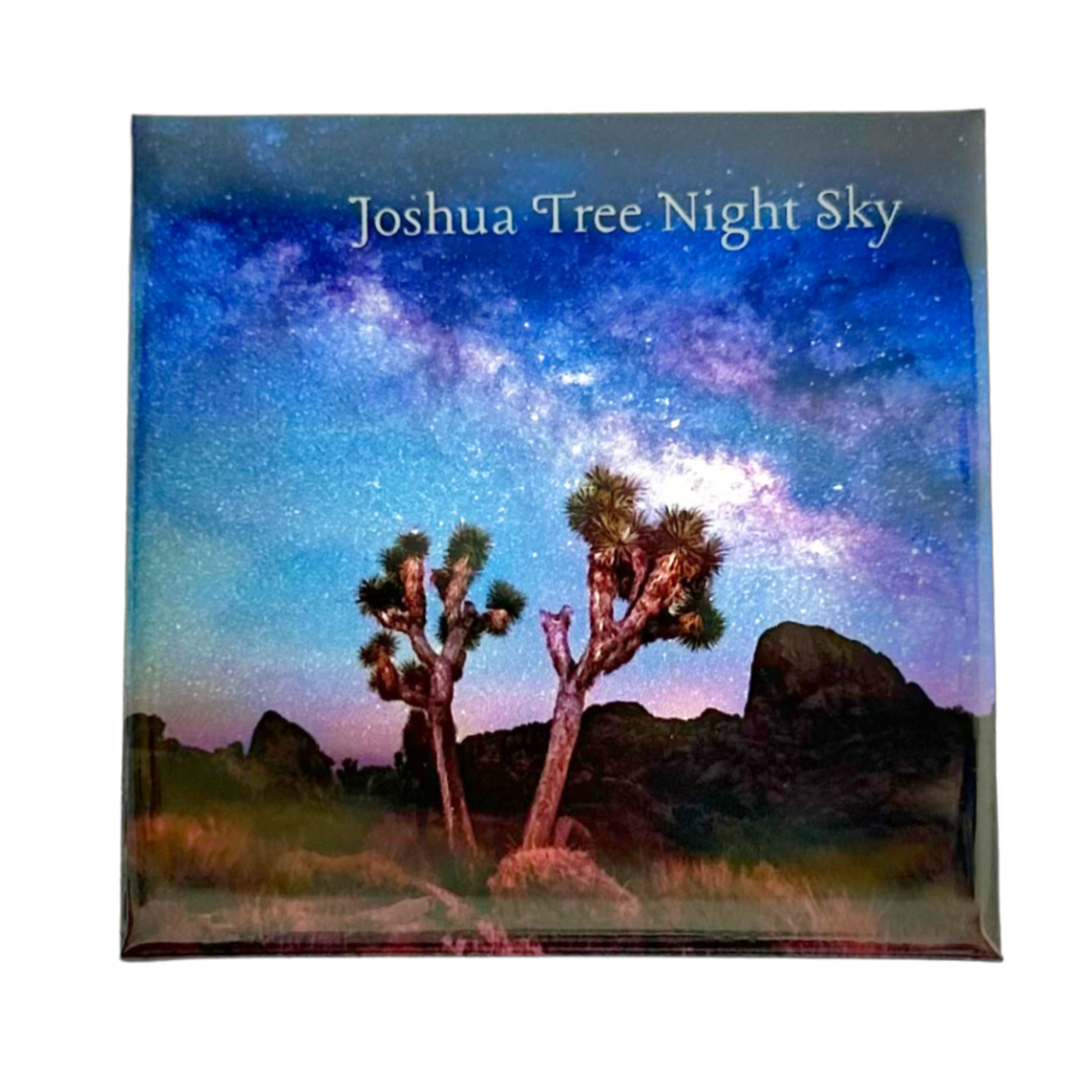 Joshua Tree Night Sky magnet with Milky Way galaxy and Joshua trees under a starry purple desert sky