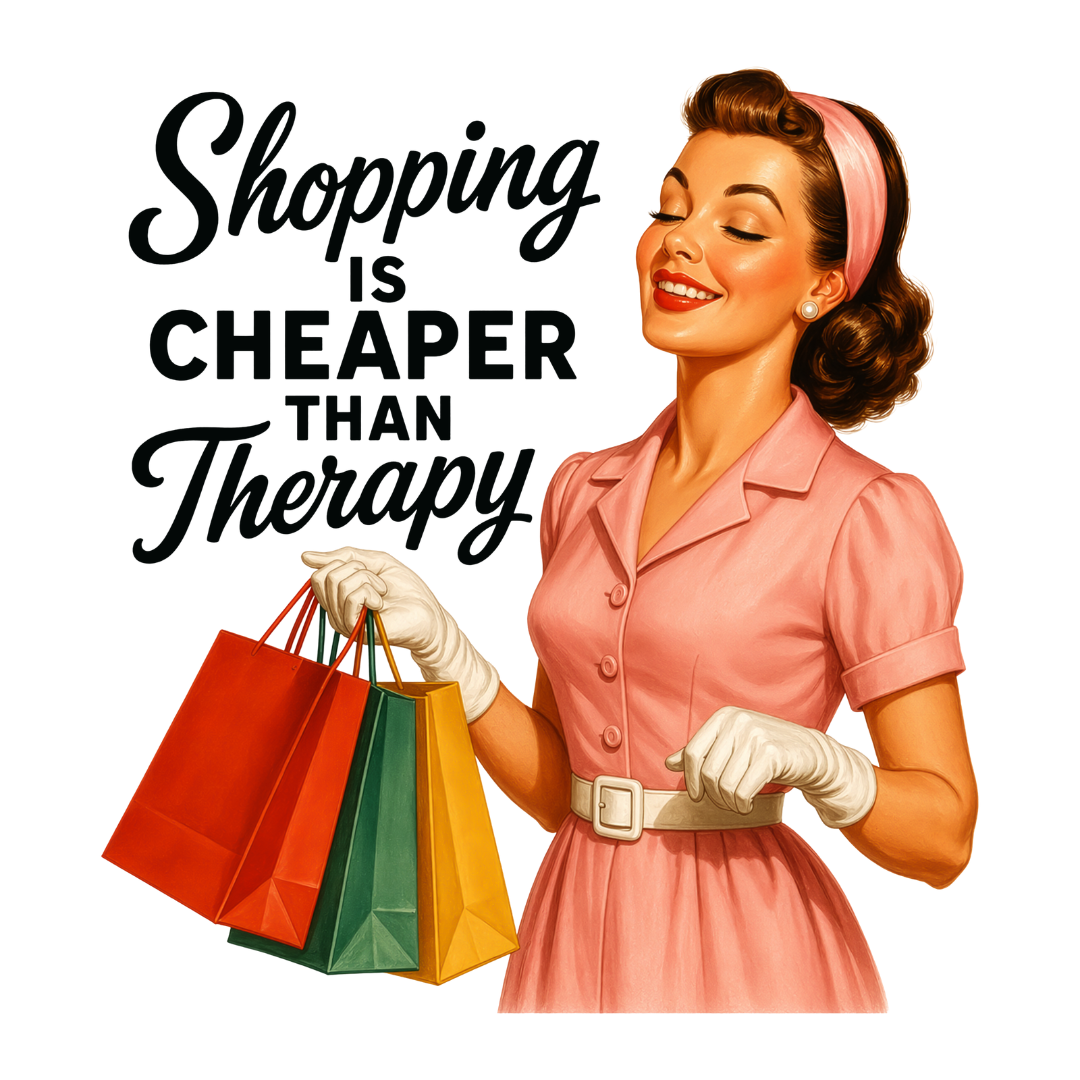 Sassy Housewives fridge magnet – Shopping Is Cheaper Than Therapy